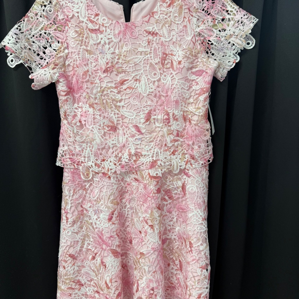 Nwt Zoe Ltd Diana Pink Floral Lace Girls Dress 66003d